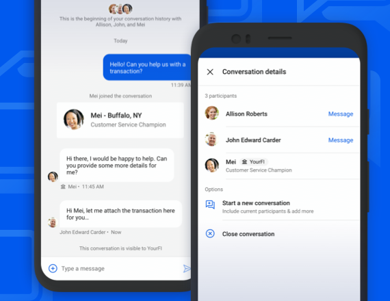 Picture of the Conversations UI changes.