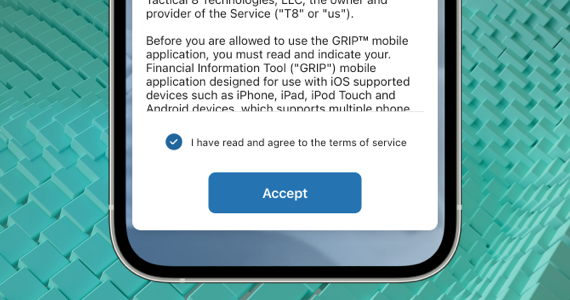 Screenshot of Banno's soon-to-come EULA acceptance screen.