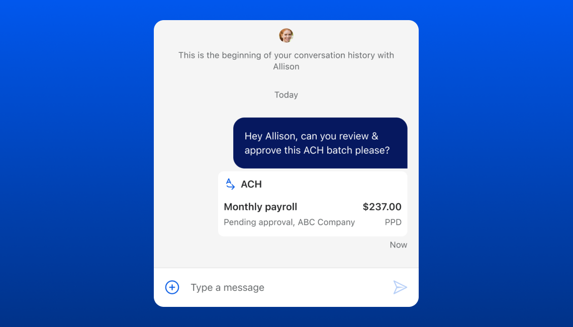 Screenshot of Treasury Management ACH details feature