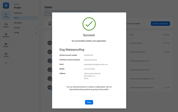 Screenshot from the Create an Organization User workflow in Banno People.
