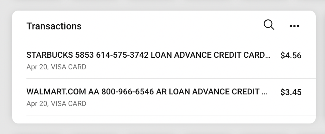 Example of improved in-house credit card transaction descriptions.
