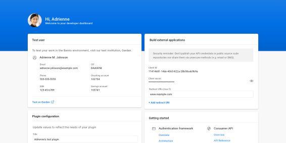 Jack Henry Digital Toolkit, developer dashboard.