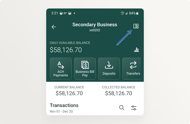 Now Available! Dashboard Shortcut for Treasury Management Mobile Experience