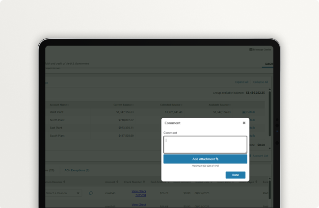 Now Available! Positive Pay Check Exception Attachments in Treasury Management